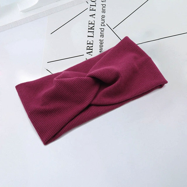 Woman Headband New Turban Solid Headbands Girls Makeup Fabric Elastic Hair Band Twisted Knotted Hair Accessories Headwrap