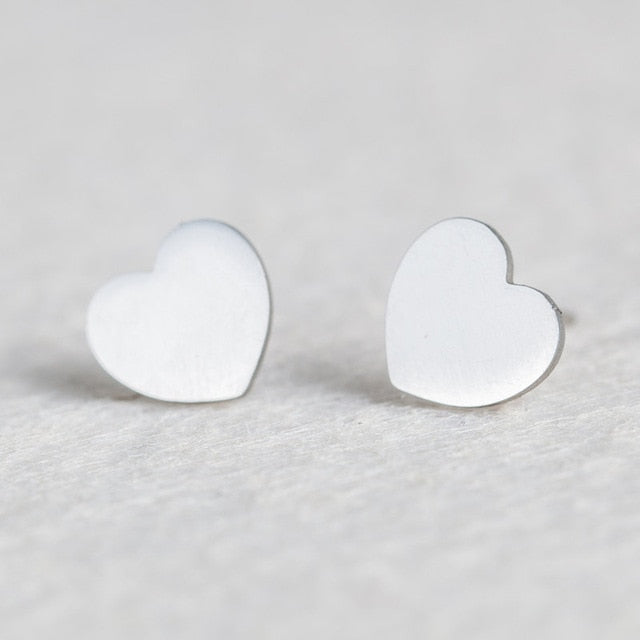 Silver Stainless Steel Animal Heart Leaf Cat Flower Star Stud Earrings for Women Girls Minimalist Jewelry Accessories Gifts