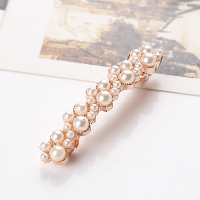 Hot Sale 5 Colors Korean Crystal Pearl Elegant Women Barrettes Hair Clip Hairgrips Hair Accessories