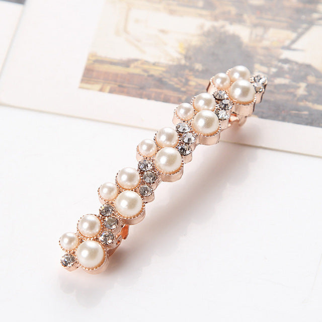 Hot Sale 5 Colors Korean Crystal Pearl Elegant Women Barrettes Hair Clip Hairgrips Hair Accessories