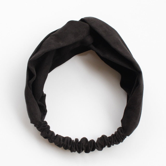 2018 New Women Spring Suede Soft Solid Headbands Vintage Cross Knot Elastic Hairbands Bandanas Girls Hair Bands Hair Accessories