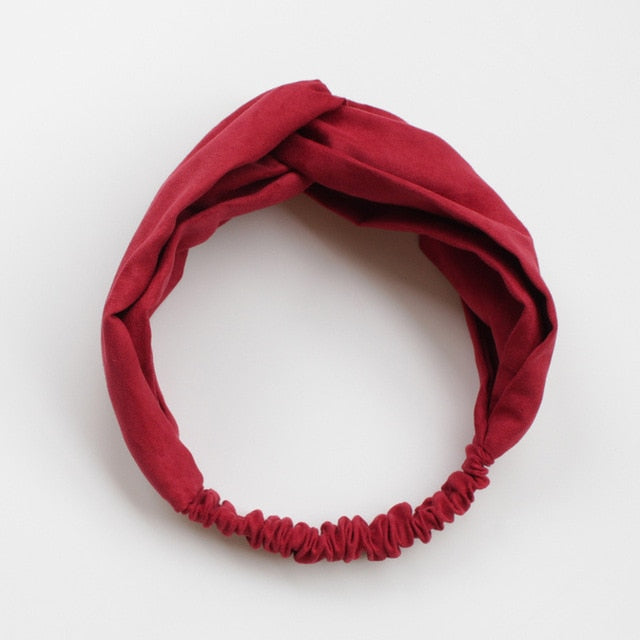 2018 New Women Spring Suede Soft Solid Headbands Vintage Cross Knot Elastic Hairbands Bandanas Girls Hair Bands Hair Accessories