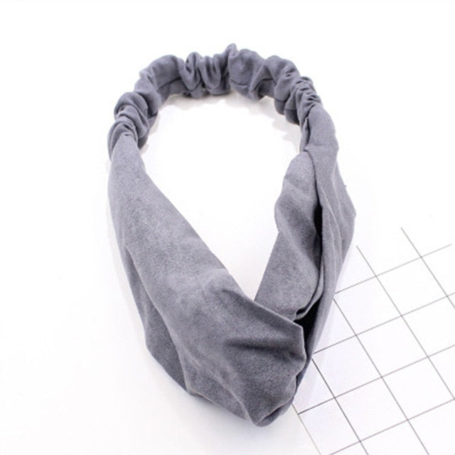 2018 New Women Spring Suede Soft Solid Headbands Vintage Cross Knot Elastic Hairbands Bandanas Girls Hair Bands Hair Accessories