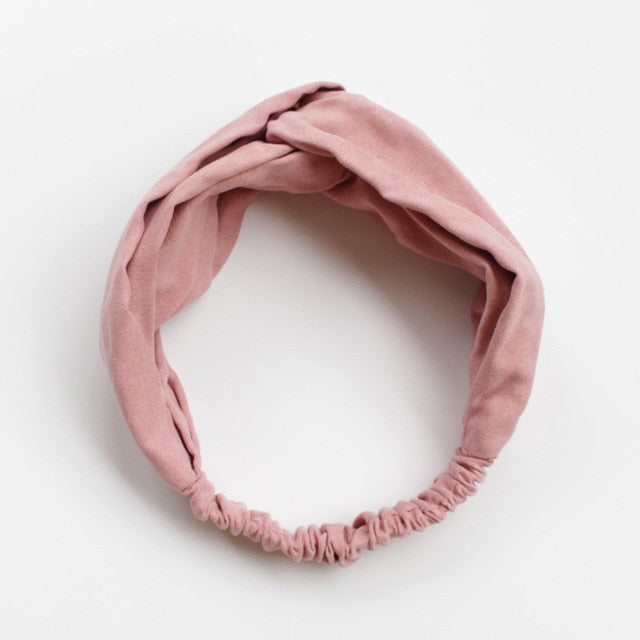 2018 New Women Spring Suede Soft Solid Headbands Vintage Cross Knot Elastic Hairbands Bandanas Girls Hair Bands Hair Accessories