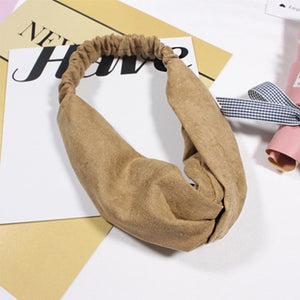 2018 New Women Spring Suede Soft Solid Headbands Vintage Cross Knot Elastic Hairbands Bandanas Girls Hair Bands Hair Accessories