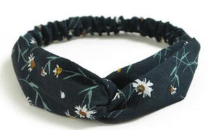 TWDVS 1PC Women Hair Accessories Fashion Headband Fabric Cross Knotted Bow Chiffon Floral Hair Band Korea Headdress ladies Hoop