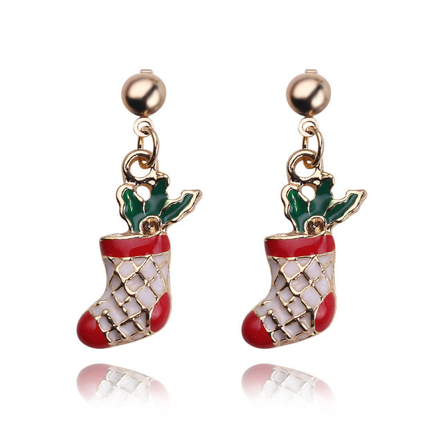 Christmas Jewelry Accessories Earrings Cute Santa Claus Snowman Lovely Tree Bell Romantic Christmas Gifts for Women Girls Kids
