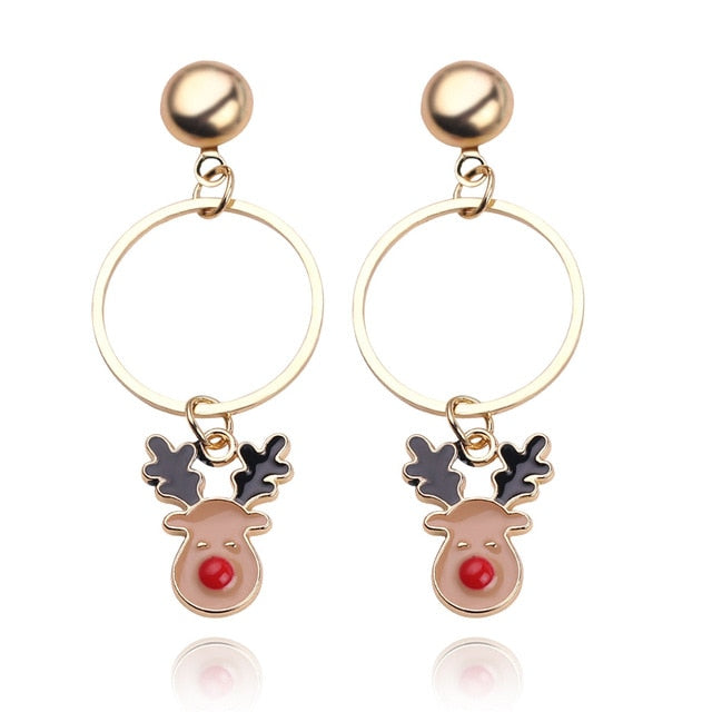 Christmas Jewelry Accessories Earrings Cute Santa Claus Snowman Lovely Tree Bell Romantic Christmas Gifts for Women Girls Kids