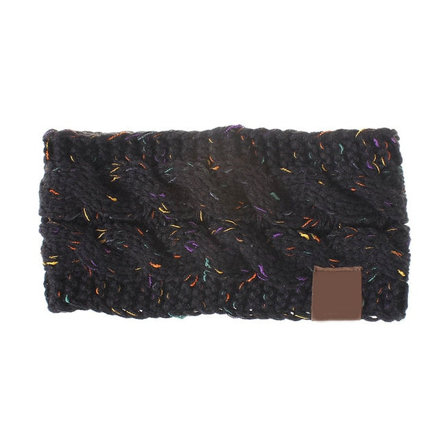 Multi Colorful Knitted Crochet Twist Women Headband Winter Ear Warmer Elastic Hair Band for Women's Wide Hair Accessories