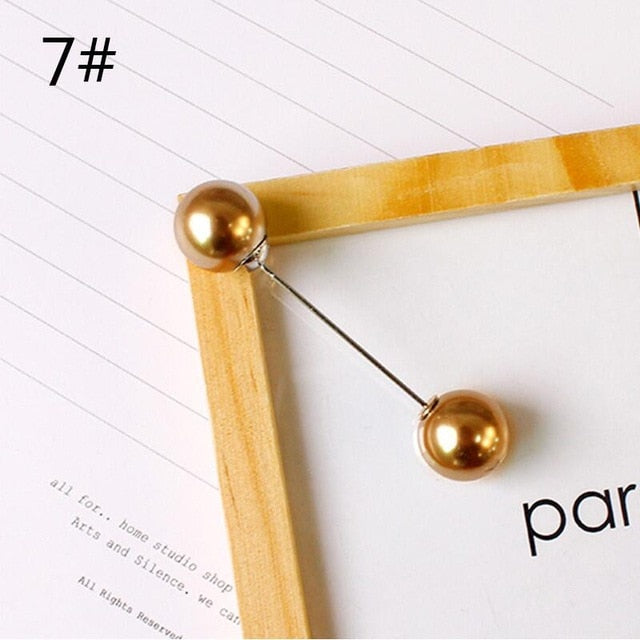 Fashion 1Pc Woman/Girl Imitation Pearl Brooch Classic Charm High Quality Accessories Simple Double Pearls Brooches All-match