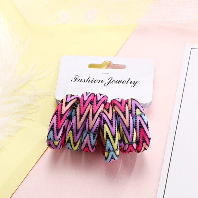 6PCS/Pack New Women Print Cotton Elastic Hair Bands Scrunchie Gum For Hair Rubber Bands Ponytail Holder Fashion Hair Accessories