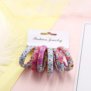 6PCS/Pack New Women Print Cotton Elastic Hair Bands Scrunchie Gum For Hair Rubber Bands Ponytail Holder Fashion Hair Accessories