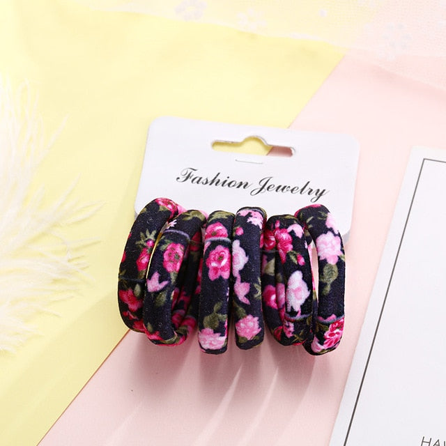 6PCS/Pack New Women Print Cotton Elastic Hair Bands Scrunchie Gum For Hair Rubber Bands Ponytail Holder Fashion Hair Accessories
