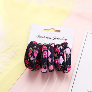 6PCS/Pack New Women Print Cotton Elastic Hair Bands Scrunchie Gum For Hair Rubber Bands Ponytail Holder Fashion Hair Accessories