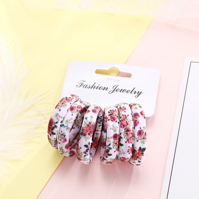 6PCS/Pack New Women Print Cotton Elastic Hair Bands Scrunchie Gum For Hair Rubber Bands Ponytail Holder Fashion Hair Accessories