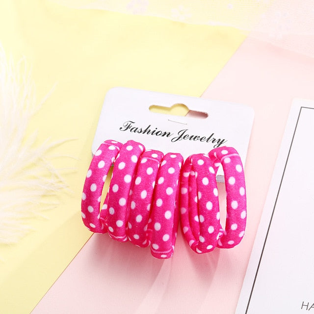 6PCS/Pack New Women Print Cotton Elastic Hair Bands Scrunchie Gum For Hair Rubber Bands Ponytail Holder Fashion Hair Accessories