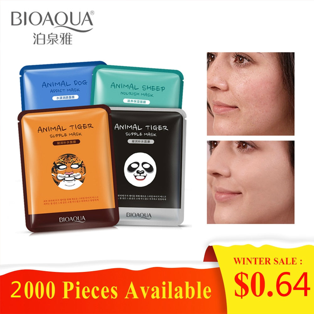 BIOAQUA 1 pcs Skin Care Sheep/Panda/Dog/Tiger Facial Mask Moisturizing Cute Animal Face Care Masks