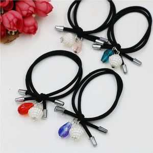 1PCS Lovely Clover Gray Ball Elastic Hair Bands Toys For Girls Handmade Bow Headband Scrunchy Kids Hair Accessories For Womens