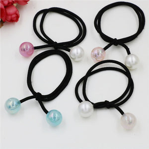 1PCS Lovely Clover Gray Ball Elastic Hair Bands Toys For Girls Handmade Bow Headband Scrunchy Kids Hair Accessories For Womens