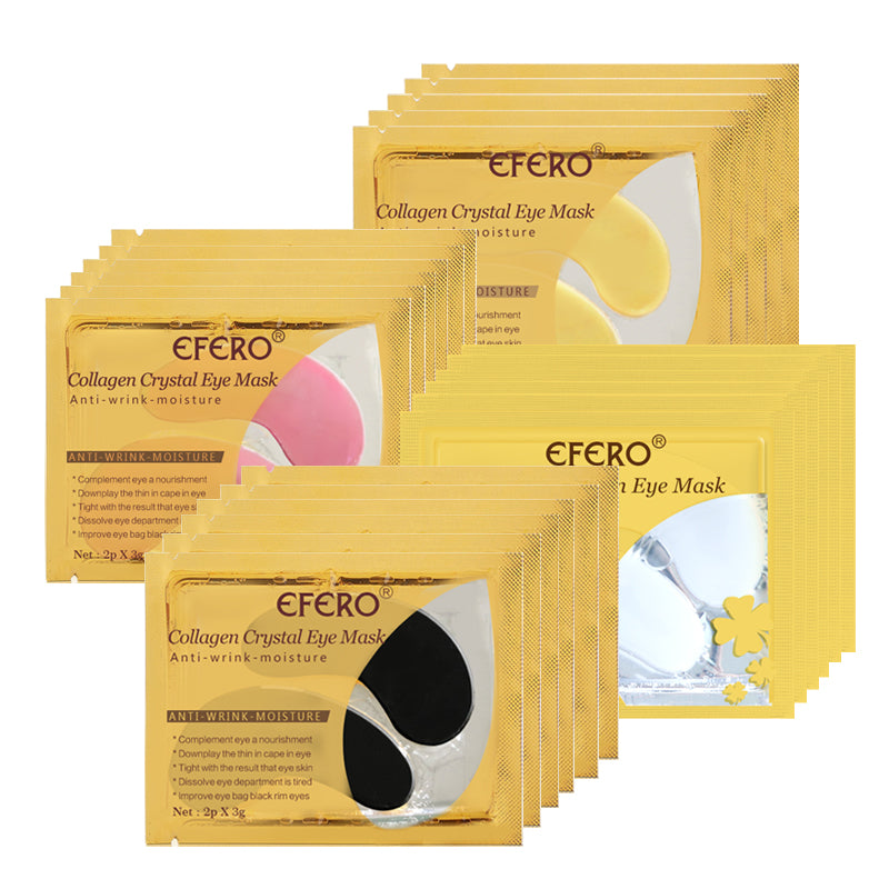 EFERO 5/6/7pairs Black Collagen Crystal Eye Mask Face Mask Gel Eye Patches for Eye Bags Wrinkle Dark Circles Eye Pads Skin Care